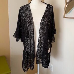 Mudd Black Lace Crochet Swim Coverup